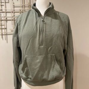 American Eagle Outfitters Sage Green Half Zip-Up Sweater